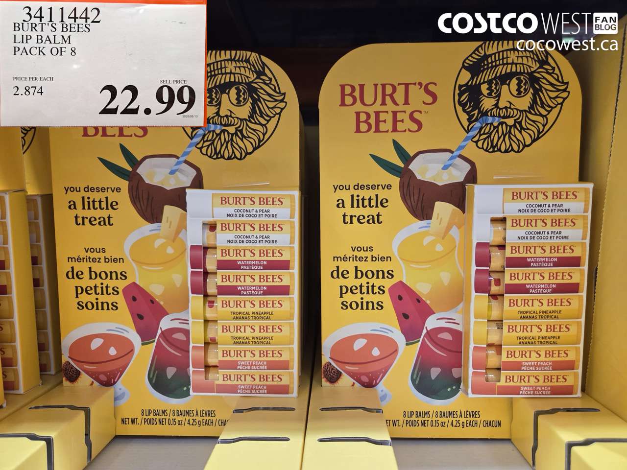3411442 BURT'S BEES LIP BALM PACK OF 8 $22.99