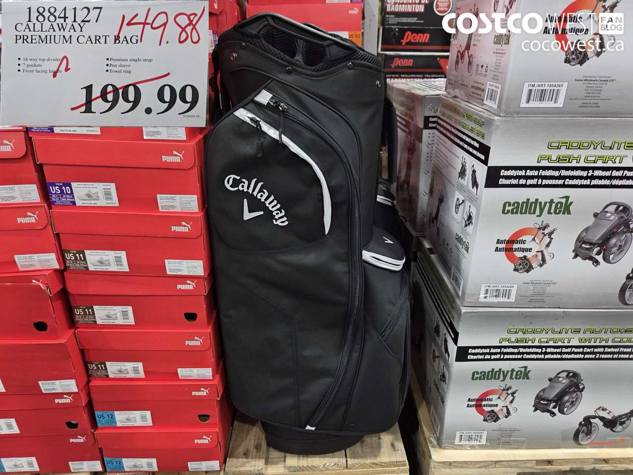 1884127 CALLAWAY PREMIUM CART BAG $149.88
