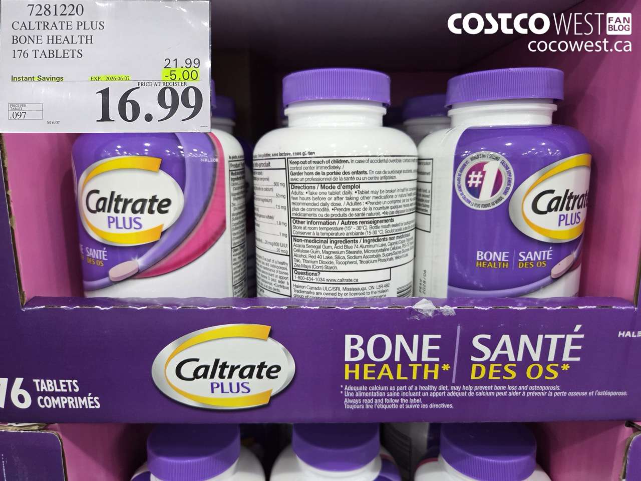 7281220 CALTRATE PLUS BONE HEALTH 176 TABLETS ($5.00 INSTANT SAVINGS EXPIRES ON 2026-06-07) $16.99