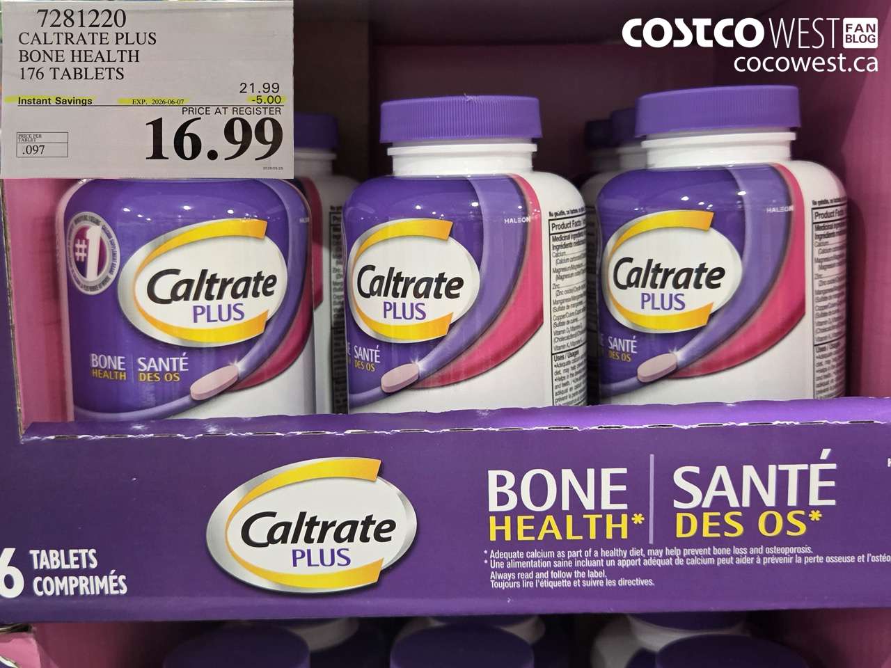7281220 CALTRATE PLUS BONE HEALTH 176 TABLETS ($5.00 INSTANT SAVINGS EXPIRES ON 2026-06-07) $16.99