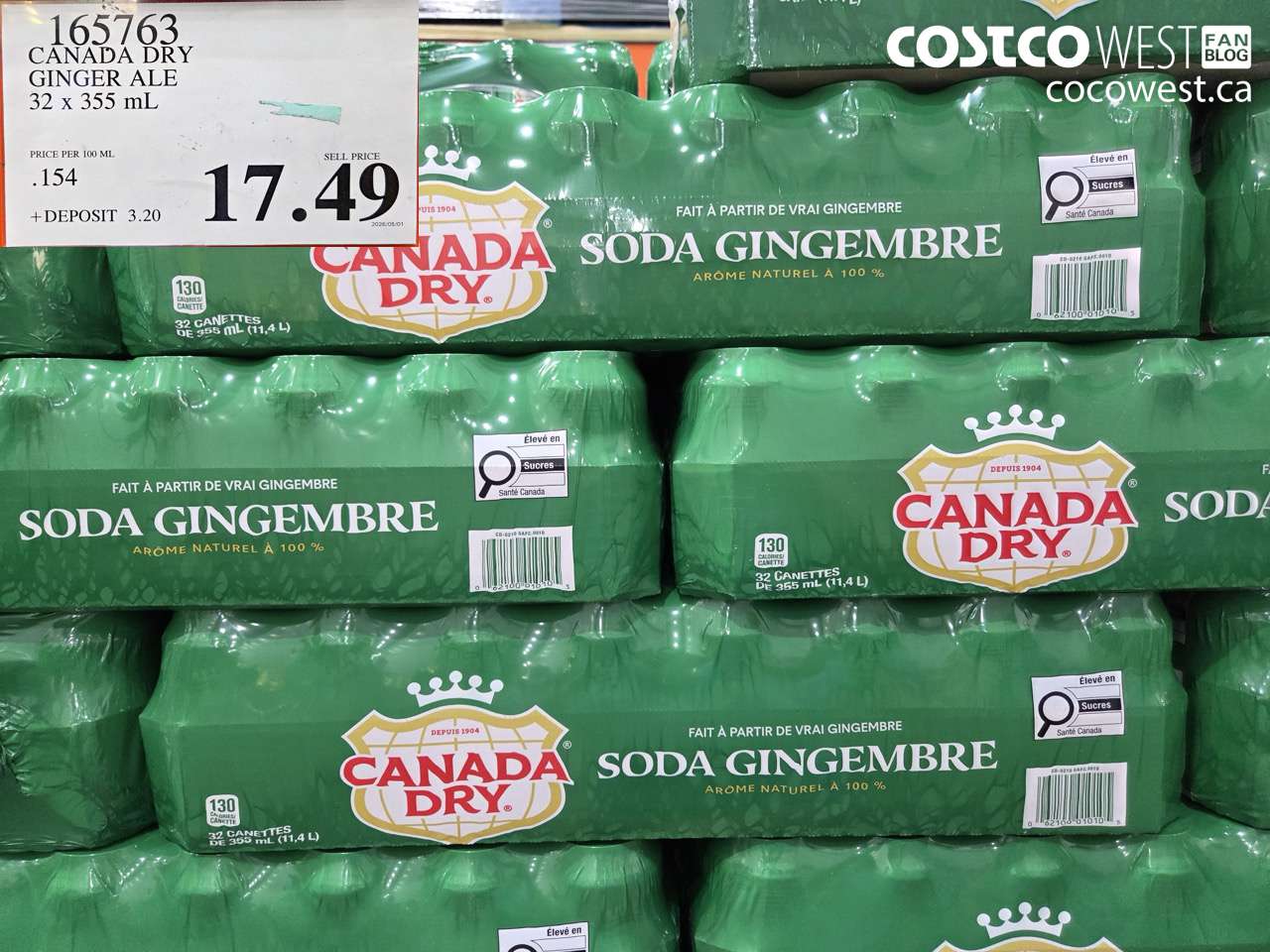 165763 CANADA DRY GINGER ALE 32 X 355 ML $17.49