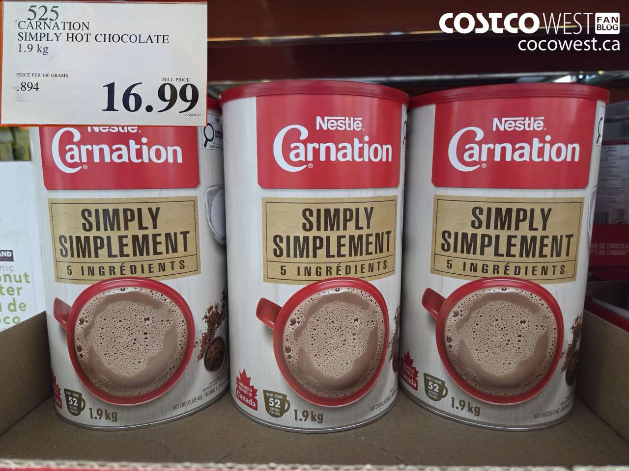 525 CARNATION SIMPLY HOT CHOCOLATE 1.9 KG $16.99