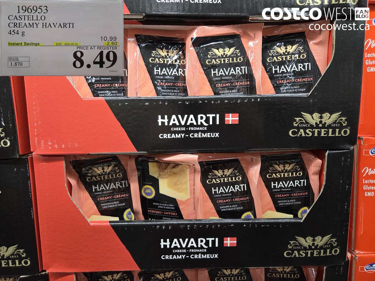 196953 CASTELLO CREAMY HAVARTI 454 G ($2.50 INSTANT SAVINGS EXPIRES ON 2026-05-10) $8.49