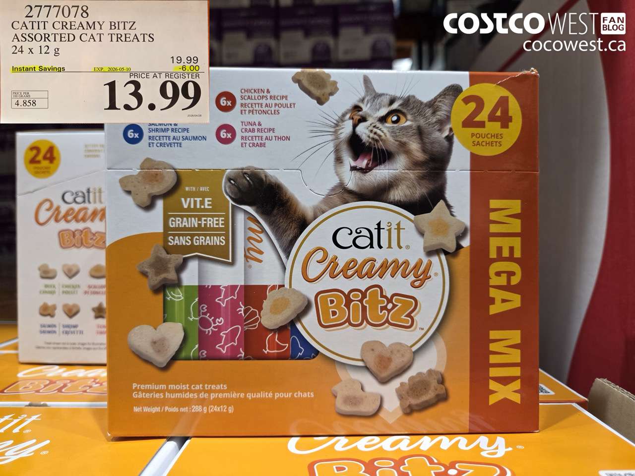 2777078 CATIT CREAMY BITZ ASSORTED CAT TREATS 24 X 12 G ($6.00 INSTANT SAVINGS EXPIRES ON 2026-05-10) $13.99