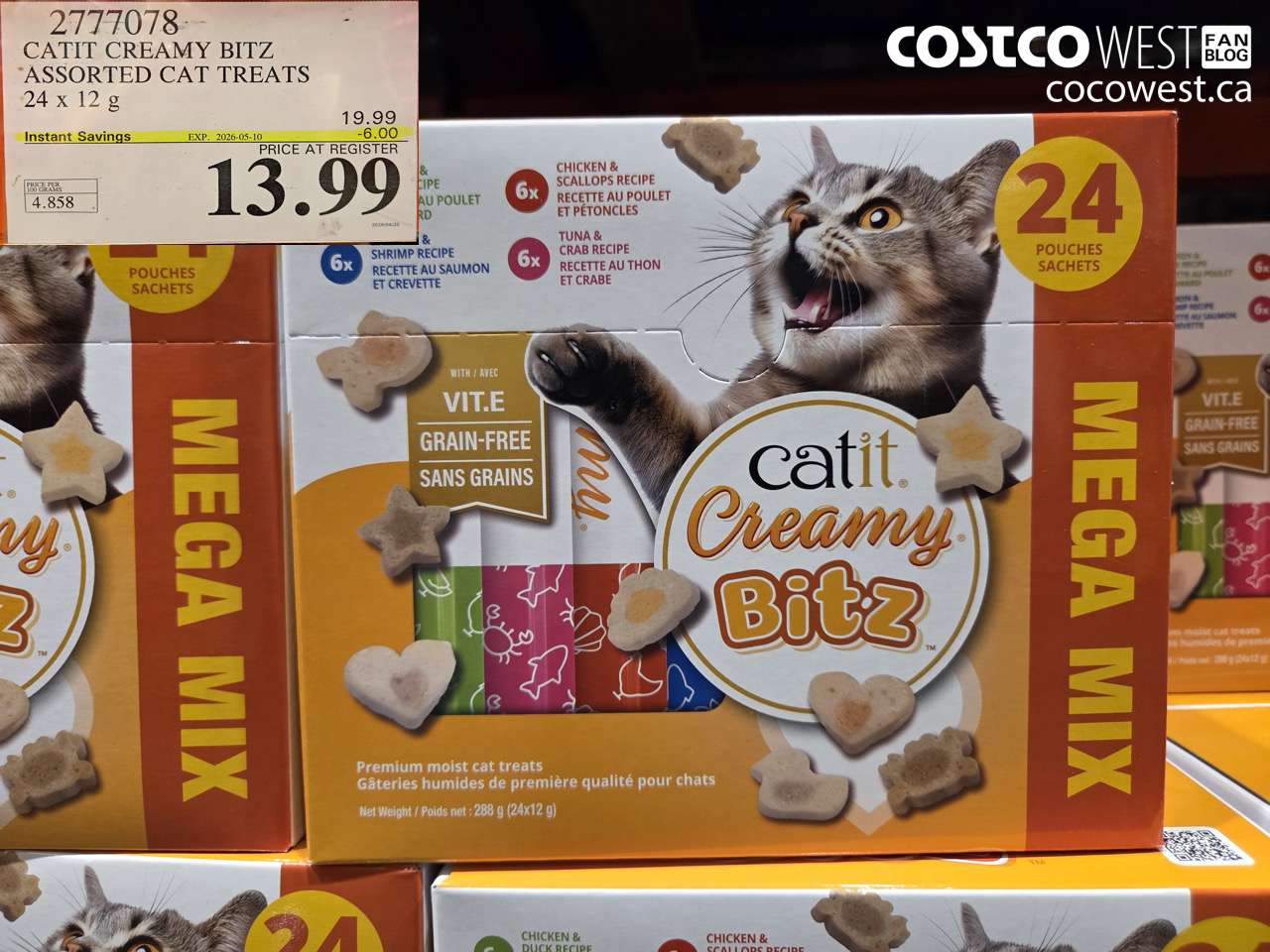 2777078 CATIT CREAMY BITZ ASSORTED CAT TREATS 24 X 12 G ($6.00 INSTANT SAVINGS EXPIRES ON 2026-05-10) $13.99