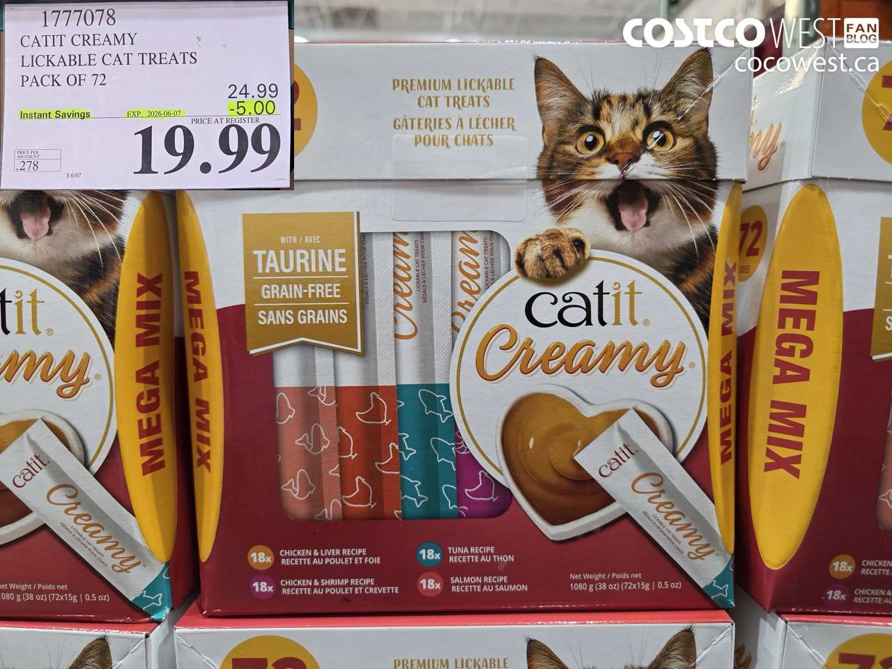 1777078 CATIT CREAMY LICKABLE CAT TREATS PACK OF 72 ($5.00 INSTANT SAVINGS EXPIRES ON 2026-06-07) $19.99