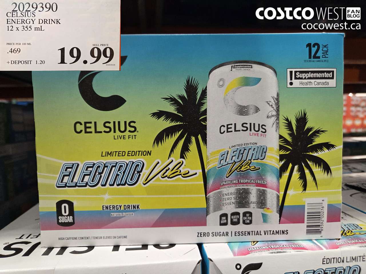 2029390 CELSIUS ENERGY DRINK 12 X 355 ML $19.99