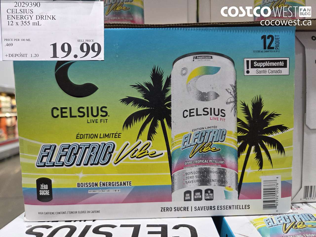 2029390 CELSIUS ENERGY DRINK 12 X 355 ML $19.99