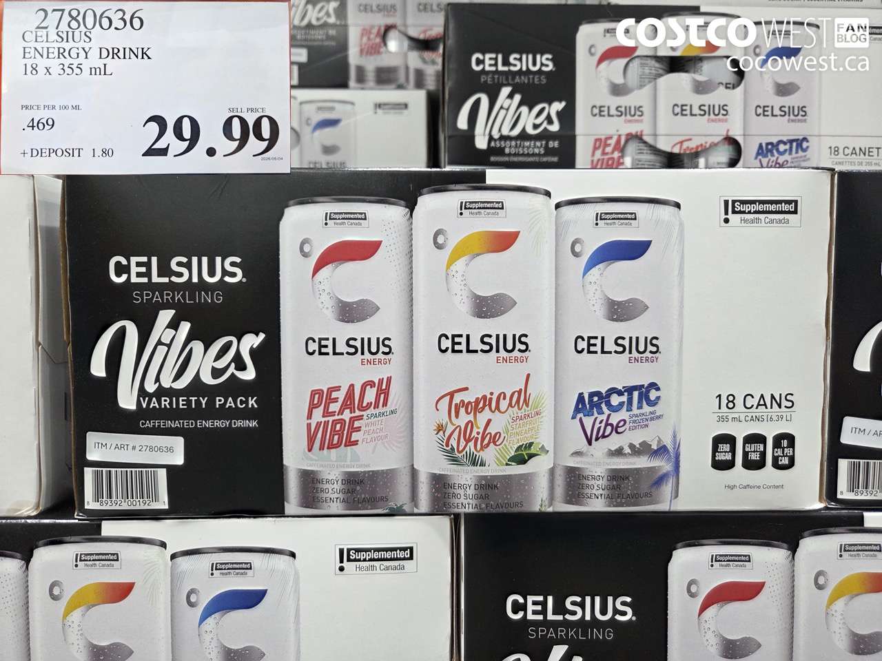 2780636 CELSIUS ENERGY DRINK 18 X 355 ML $29.99