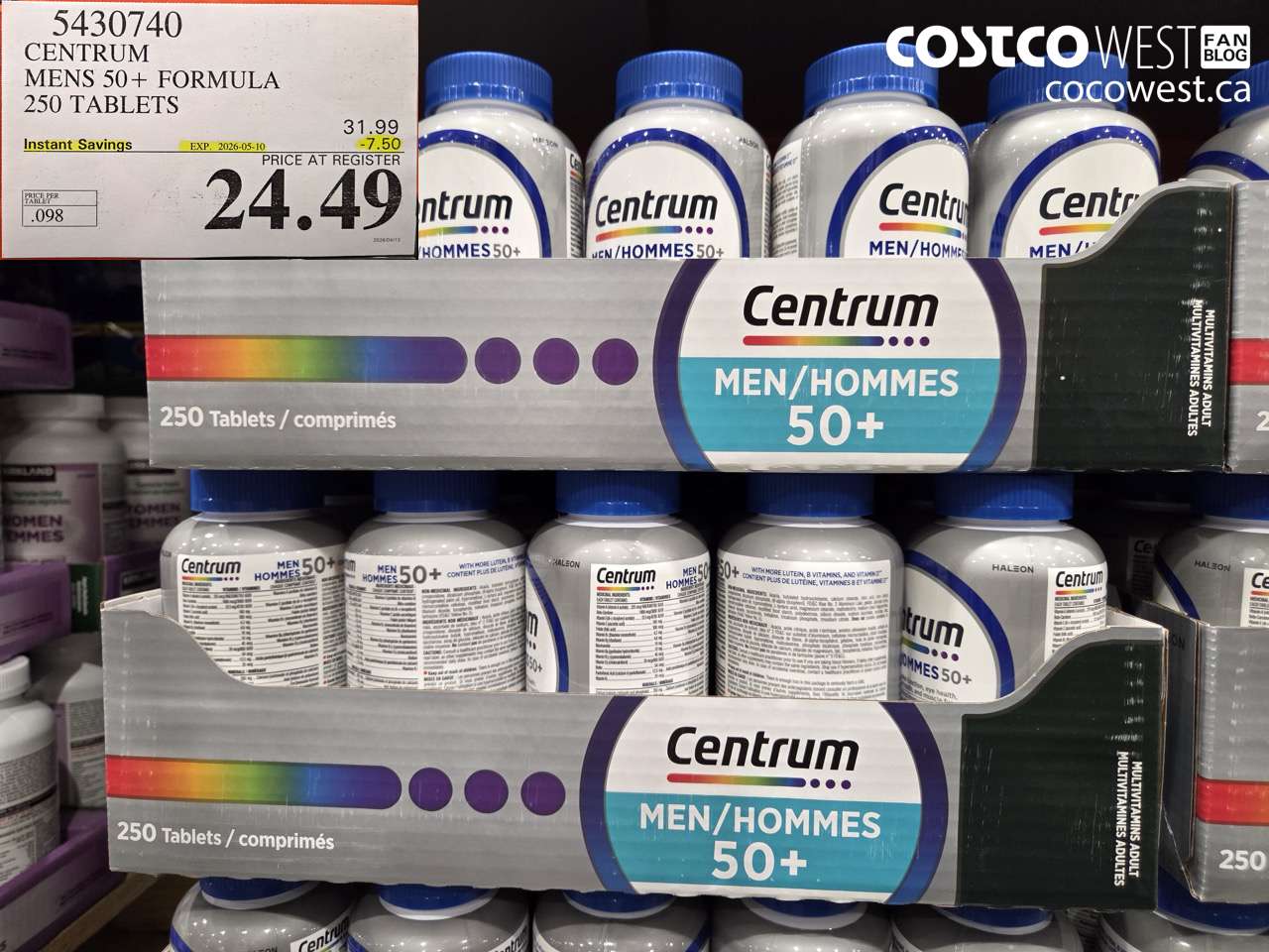 5430740 CENTRUM MENS 50+ FORMULA 250 TABLETS ($7.50 INSTANT SAVINGS EXPIRES ON 2026-05-10) $24.49