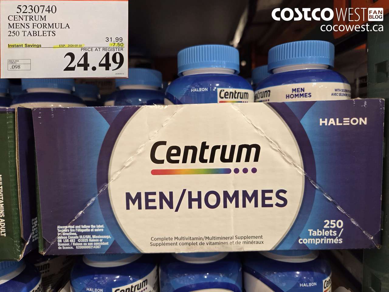 5230740 CENTRUM MENS FORMULA 250 TABLETS ($7.50 INSTANT SAVINGS EXPIRES ON 2026-05-10) $24.49