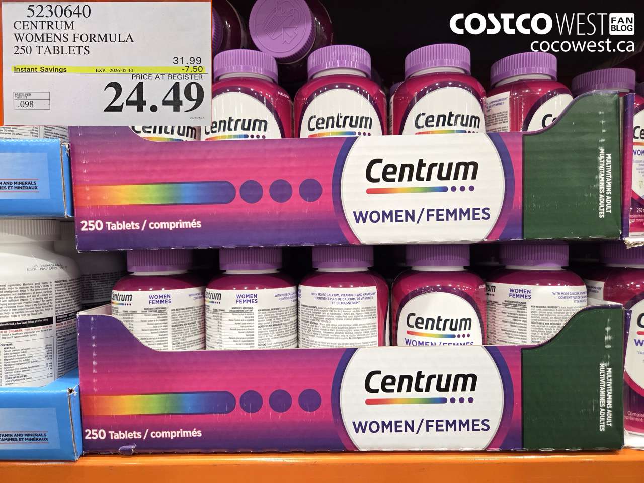 5230640 CENTRUM WOMENS FORMULA 250 TABLETS ($7.50 INSTANT SAVINGS EXPIRES ON 2026-05-10) $24.49