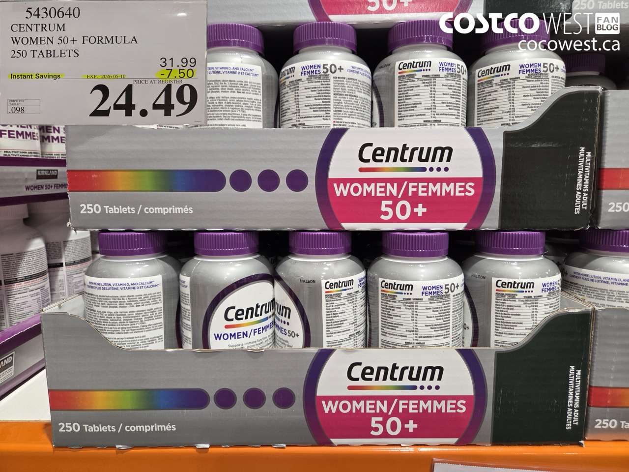 5430640 CENTRUM WOMEN 50+ FORMULA 250 TABLETS ($7.50 INSTANT SAVINGS EXPIRES ON 2026-05-10) $24.49