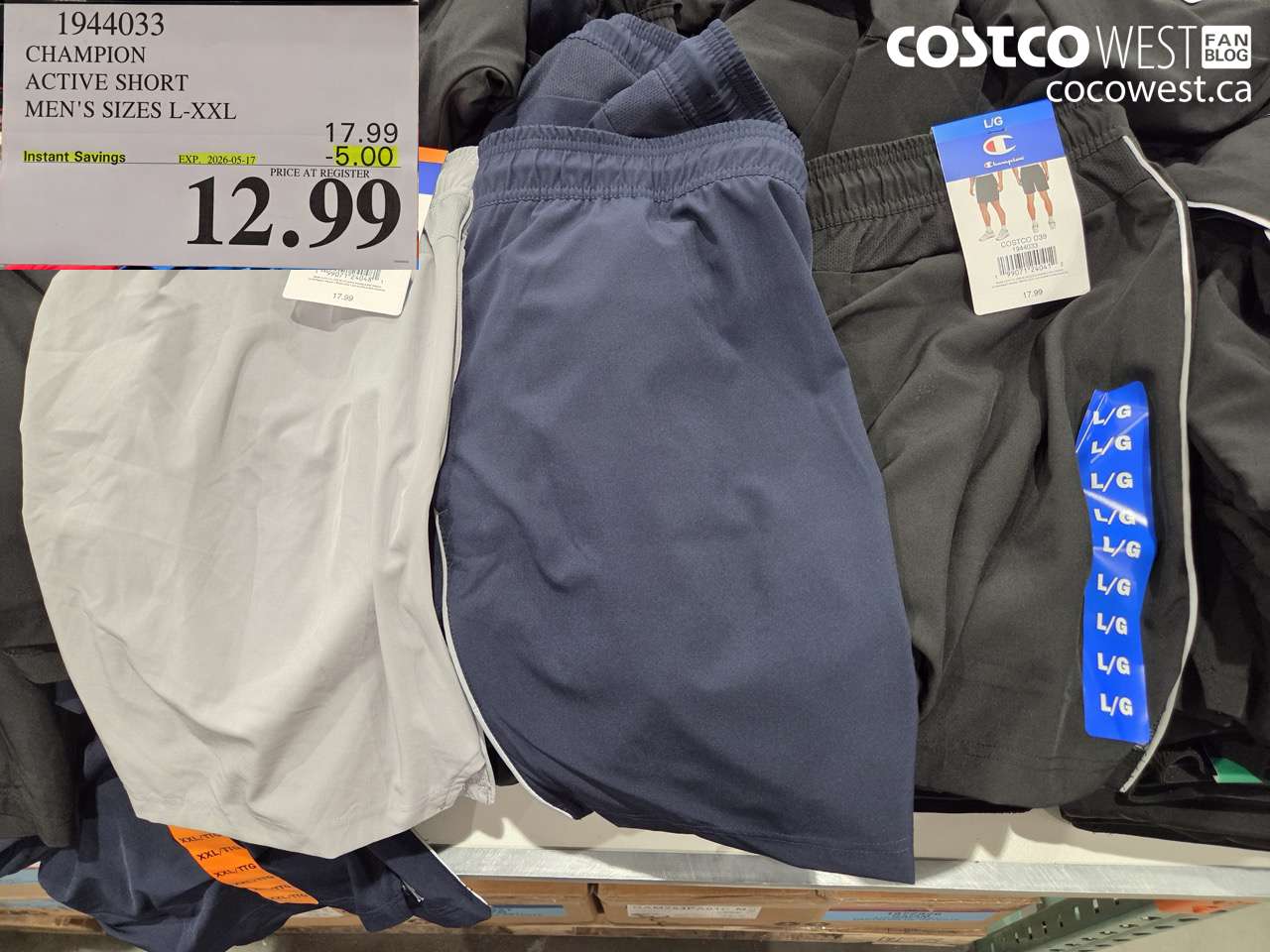 1944033 CHAMPION ACTIVE SHORT MEN'S SIZES L-XXL ($5.00 INSTANT SAVINGS EXPIRES ON 2026-05-17) $12.99