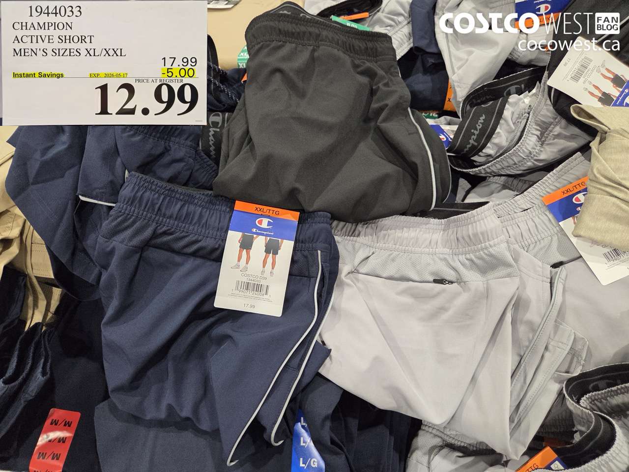 1944033 CHAMPION ACTIVE SHORT MEN'S SIZES XL/XXL ($5.00 INSTANT SAVINGS EXPIRES ON 2026-05-17) $12.99