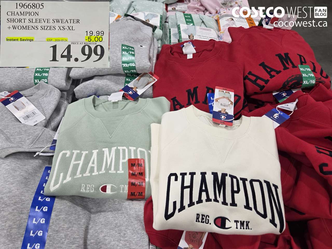 1966805 CHAMPION SHORT SLEEVE SWEATER + WOMENS SIZES XS-XL ($5.00 INSTANT SAVINGS EXPIRES ON 2026-05-24) $14.99