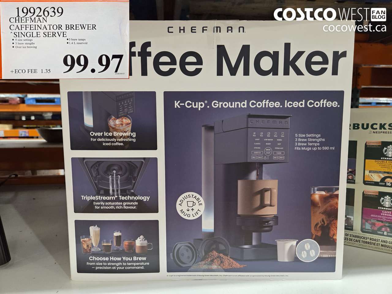 1992639 CHEFMAN CAFFEINATOR BREWER SINGLE SERVE $99.97
