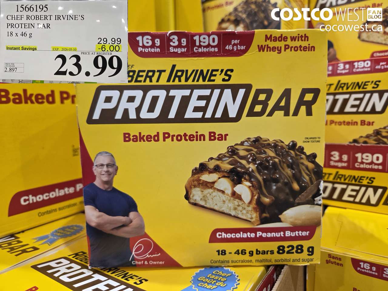 1566195 CHEF ROBERT IRVINE'S PROTEIN BAR 18 X 46 G ($6.00 INSTANT SAVINGS EXPIRES ON 2026-05-10) $23.99