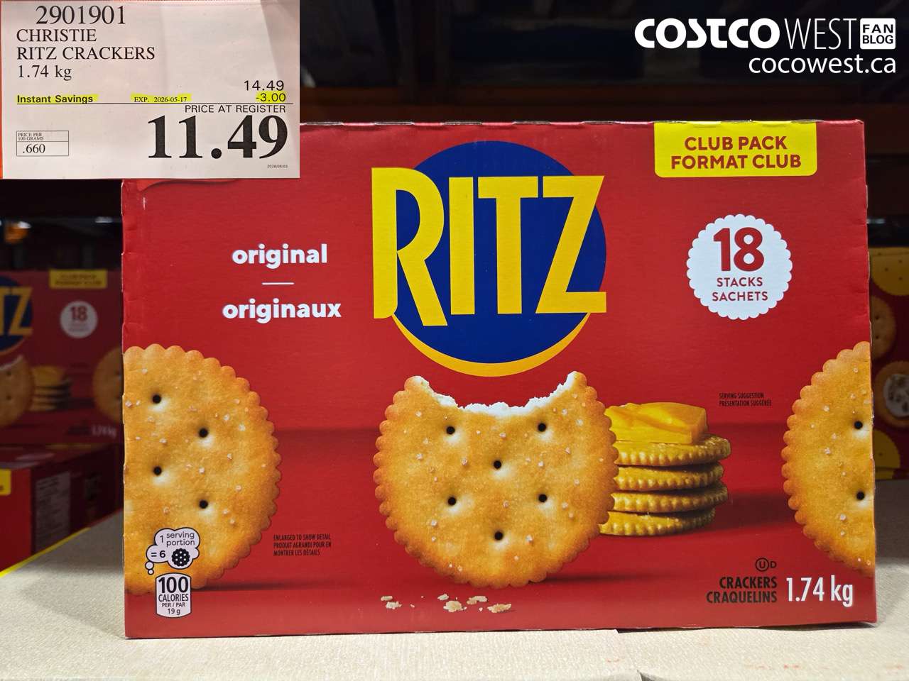 2901901 CHRISTIE RITZ CRACKERS 1.74 KG ($3.00 INSTANT SAVINGS EXPIRES ON 2026-05-17) $11.49