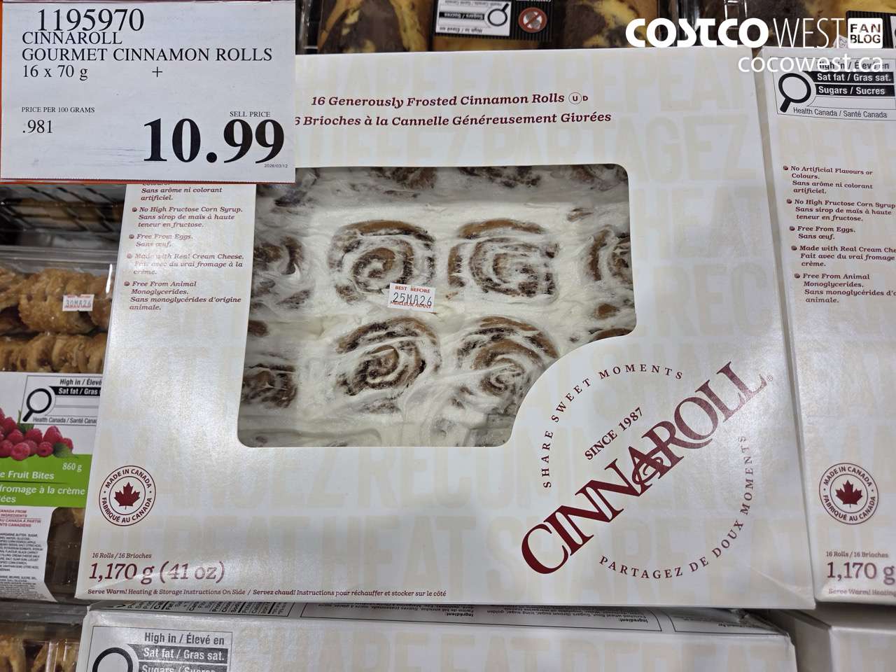 1195970 CINNAROLL GOURMET CINNAMON ROLLS 16 X 70 G $10.99
