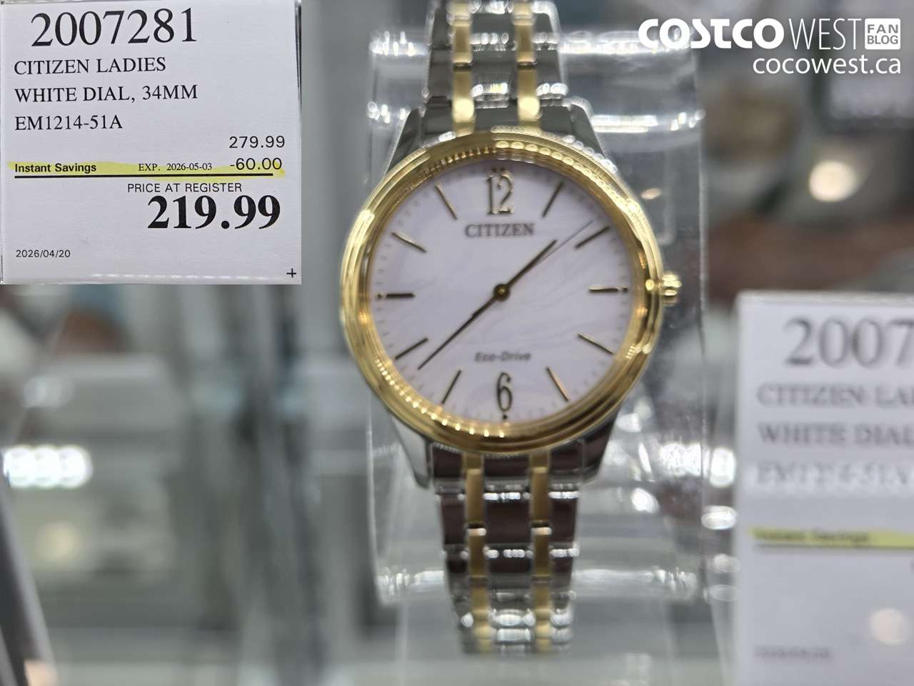 2007281 CITIZEN LADIES WHITE DIAL, 34MM EM1214-51A ($60.00 INSTANT SAVINGS EXPIRES ON 2026-05-03) $219.99