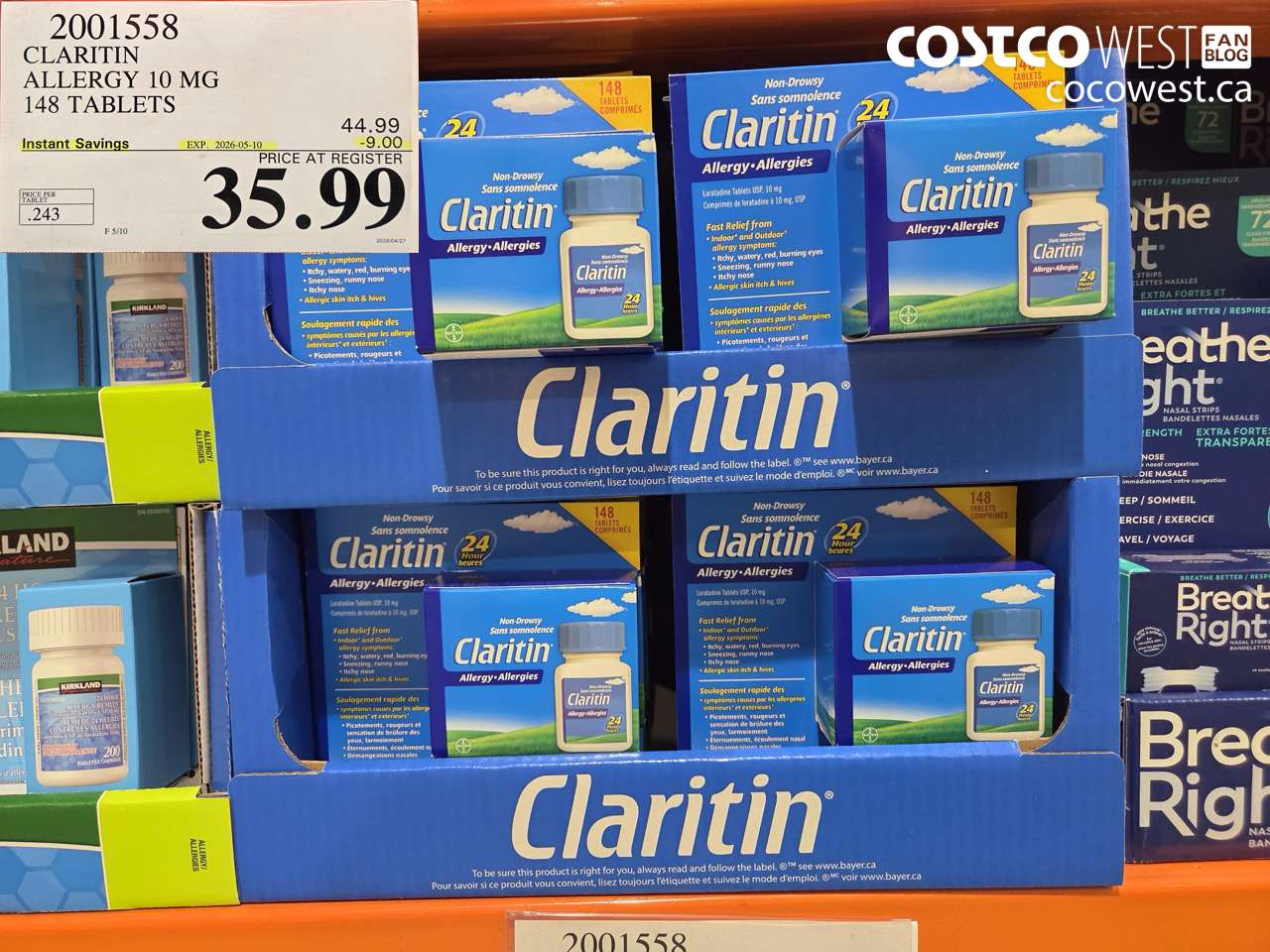 2001558 CLARITIN ALLERGY 10 MG 148 TABLETS ($9.00 INSTANT SAVINGS EXPIRES ON 2026-05-10) $35.99