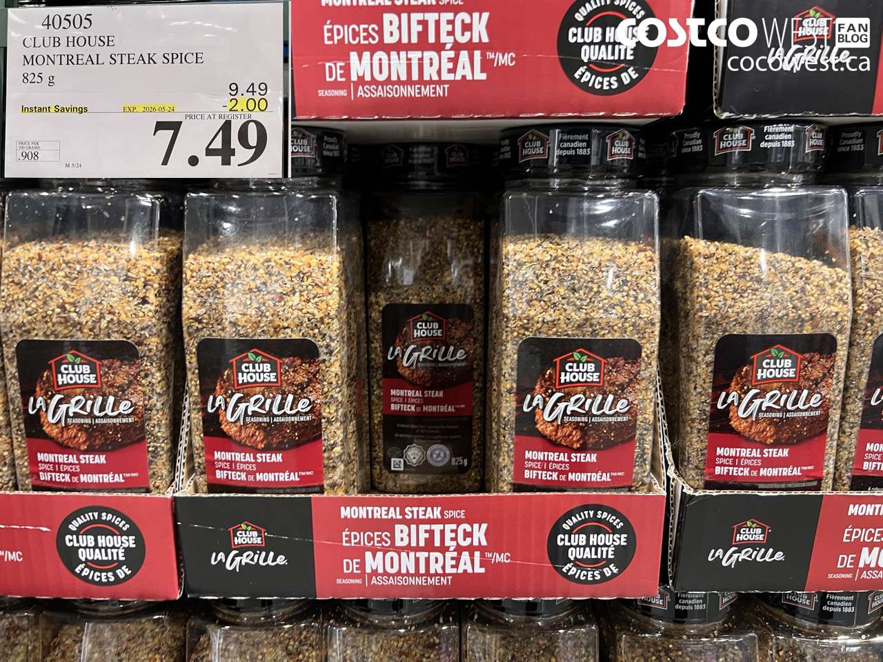 40505 CLUB HOUSE MONTREAL STEAK SPICE 825 G ($2.00 INSTANT SAVINGS EXPIRES ON 2026-05-24) $7.49