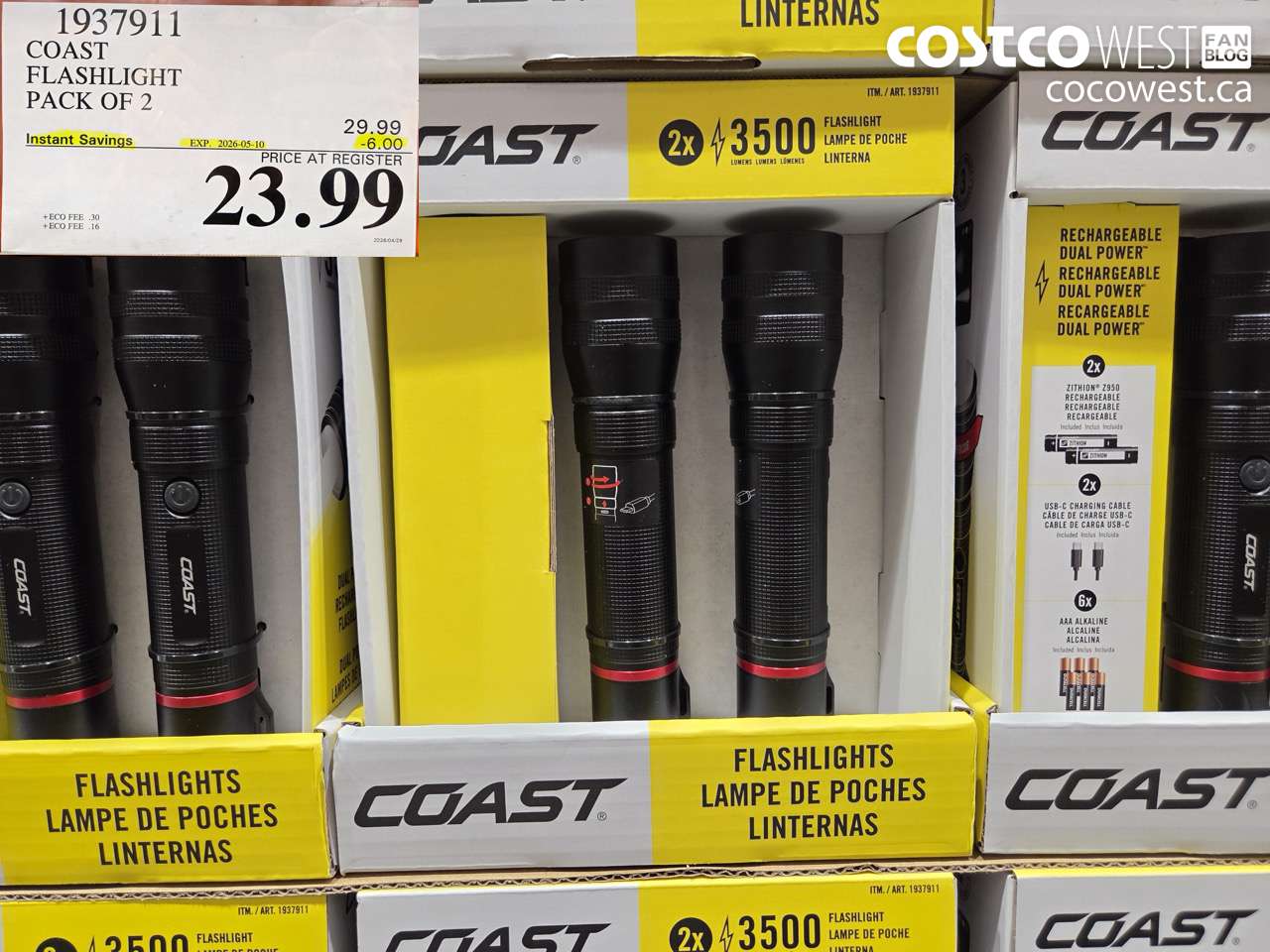 1937911 COAST FLASHLIGHT PACK OF 2 ($6.00 INSTANT SAVINGS EXPIRES ON 2026-05-10) $23.99