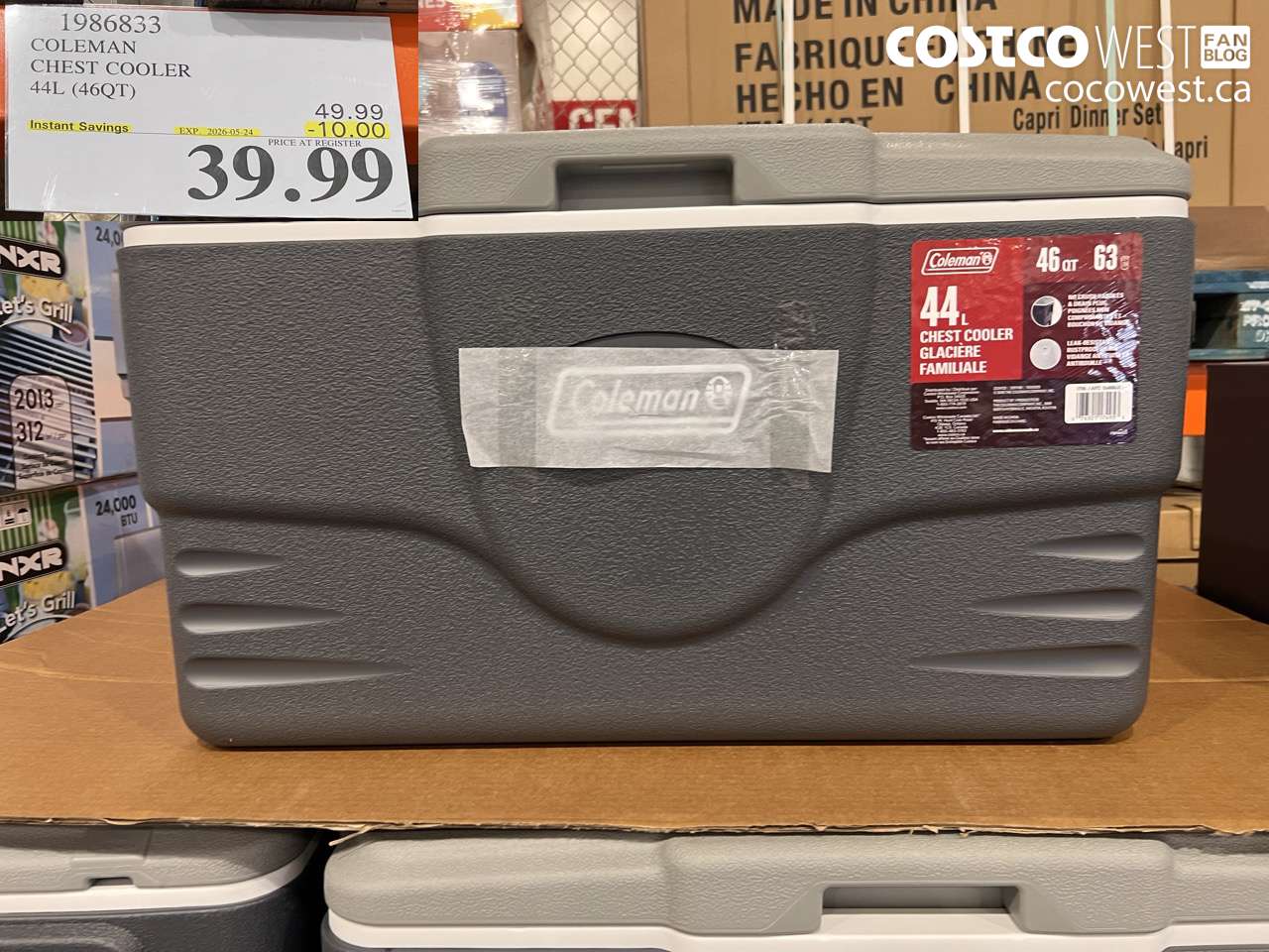 1986833 COLEMAN CHEST COOLER 44L (46QT) ($10.00 INSTANT SAVINGS EXPIRES ON 2026-05-24) $39.99