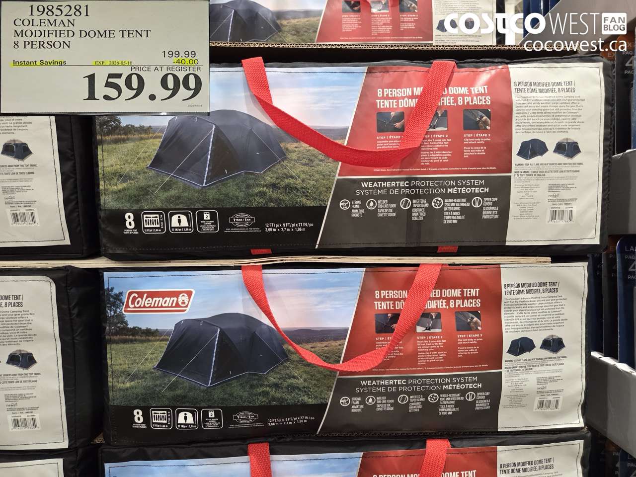 1985281 COLEMAN MODIFIED DOME TENT 8 PERSON ($40.00 INSTANT SAVINGS EXPIRES ON 2026-05-10) $159.99