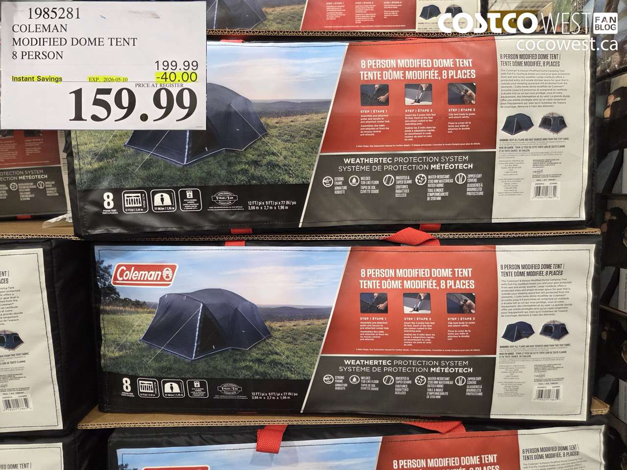 1985281 COLEMAN MODIFIED DOME TENT 8 PERSON ($40.00 INSTANT SAVINGS EXPIRES ON 2026-05-10) $159.99