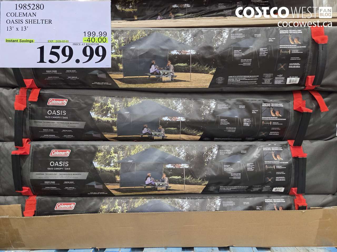 1985280 COLEMAN OASIS SHELTER 13' x 13' ($40.00 INSTANT SAVINGS EXPIRES ON 2026-05-03) $159.99