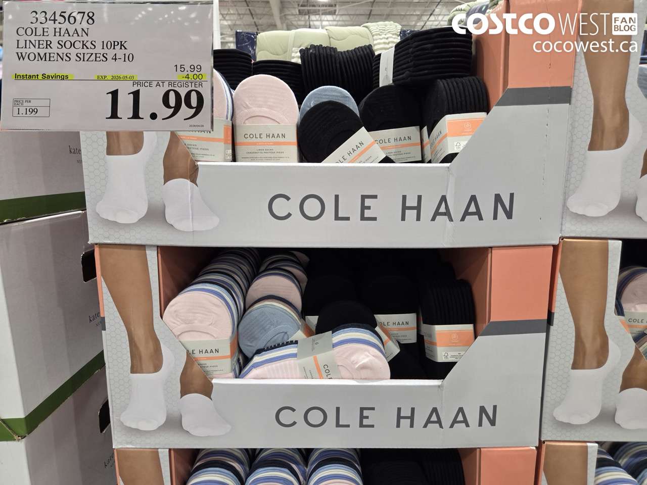 3345678 COLE HAAN LINER SOCKS 10PK WOMENS SIZES 4-10 ($4.00 INSTANT SAVINGS EXPIRES ON 2026-05-03) $11.99
