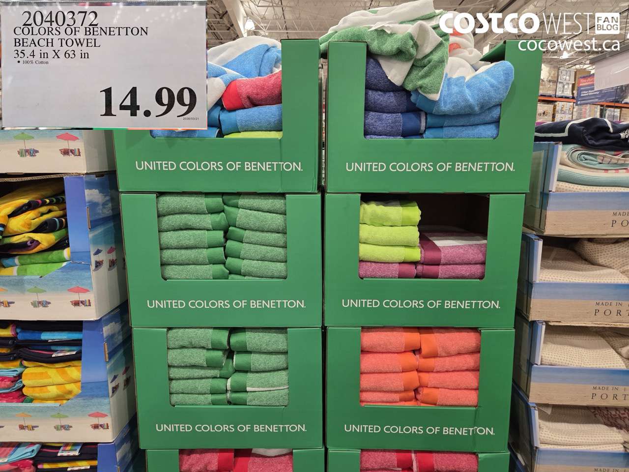 2040372 COLORS OF BENETTON BEACH TOWEL 35.4 IN X 63 IN $14.99
