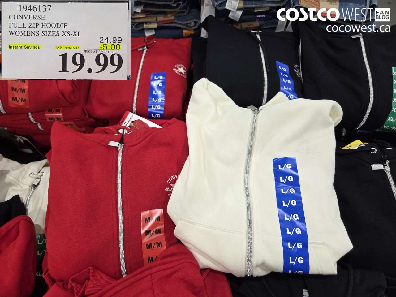 1946137 CONVERSE FULL ZIP HOODIE WOMENS SIZES XS-XL ($5.00 INSTANT SAVINGS EXPIRES ON 2026-05-17) $19.99