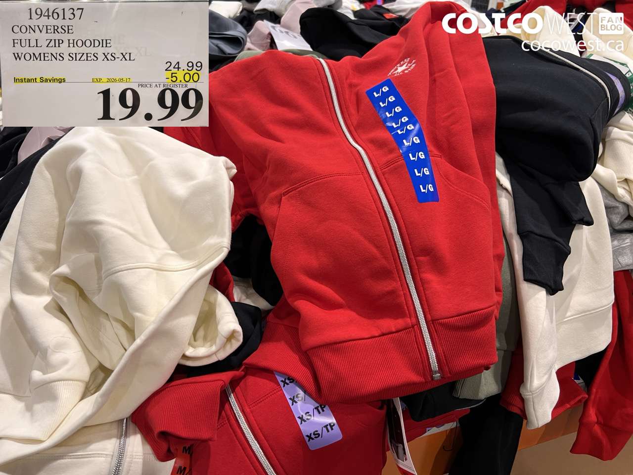 1946137 CONVERSE FULL ZIP HOODIE WOMENS SIZES XS-XL ($5.00 INSTANT SAVINGS EXPIRES ON 2026-05-17) $19.99