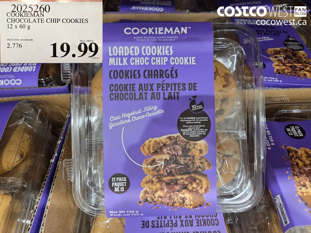 2025260 COOKIEMAN CHOCOLATE CHIP COOKIES 12 X 60 G $19.99
