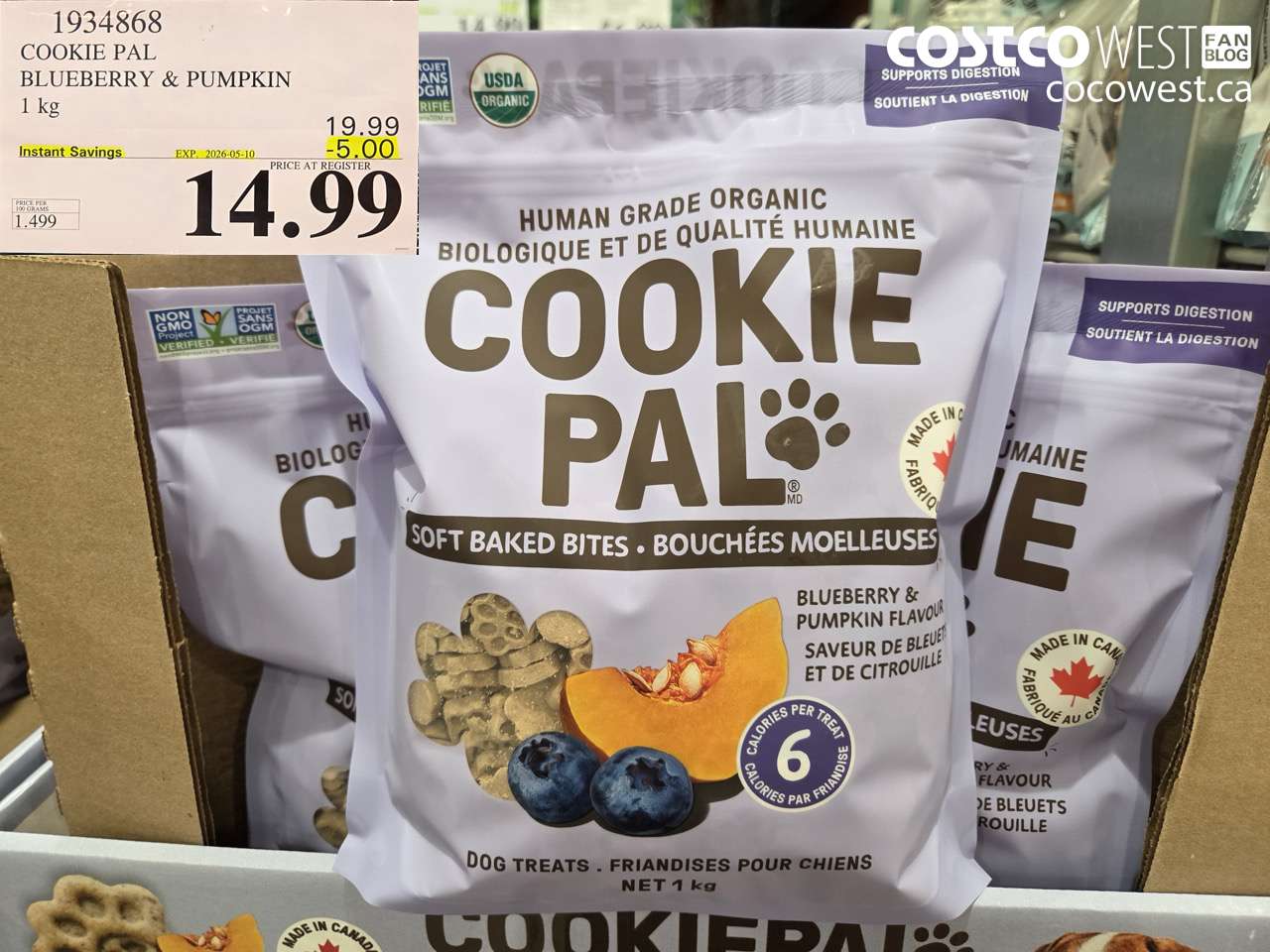 1934868 COOKIE PAL BLUEBERRY & PUMPKIN 1 KG ($5.00 INSTANT SAVINGS EXPIRES ON 2026-05-10) $14.99