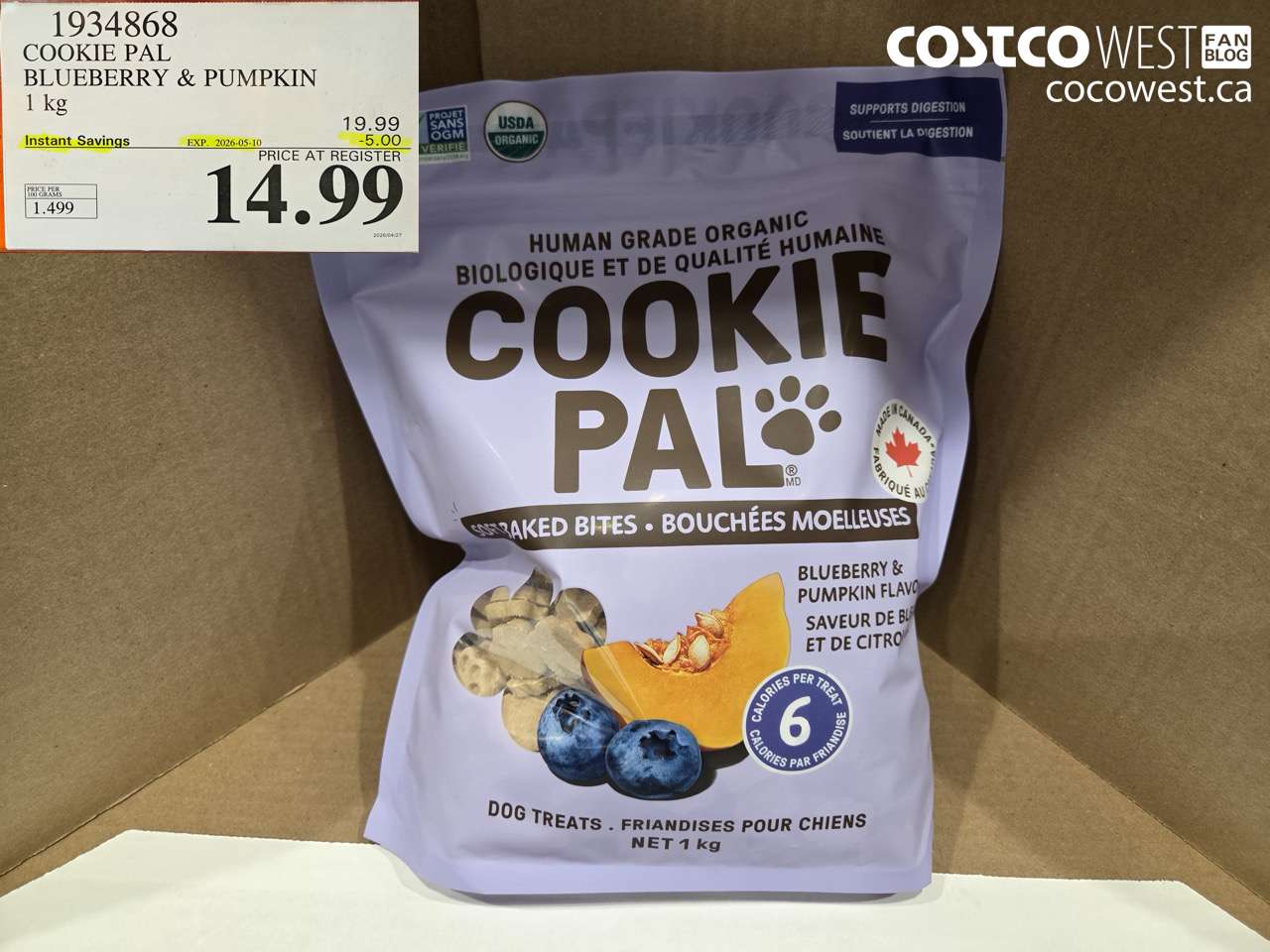 1934868 COOKIE PAL BLUEBERRY & PUMPKIN 1 KG ($5.00 INSTANT SAVINGS EXPIRES ON 2026-05-10) $14.99