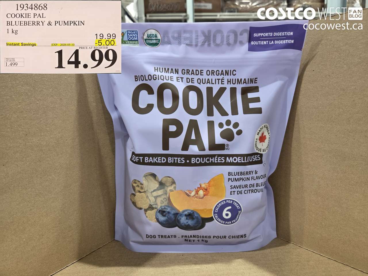 1934868 COOKIE PAL BLUEBERRY & PUMPKIN 1 KG ($5.00 INSTANT SAVINGS EXPIRES ON 2026-05-10) $14.99