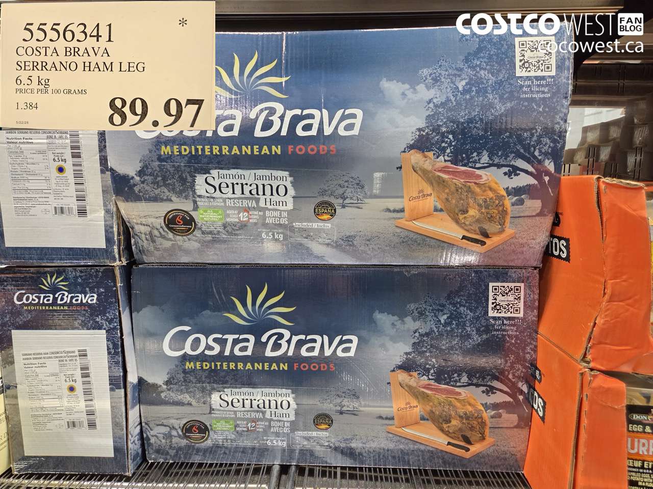 5556341 COSTA BRAVA SERRANO HAM LEG 6.5 KG $89.97