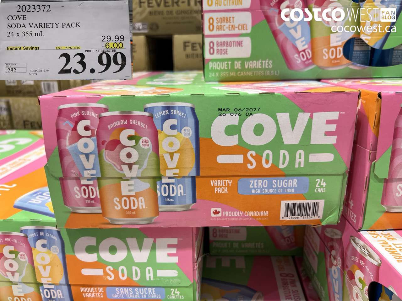2023372 COVE SODA VARIETY PACK 24 X 355 ML ($6.00 INSTANT SAVINGS EXPIRES ON 2026-06-07) $23.99