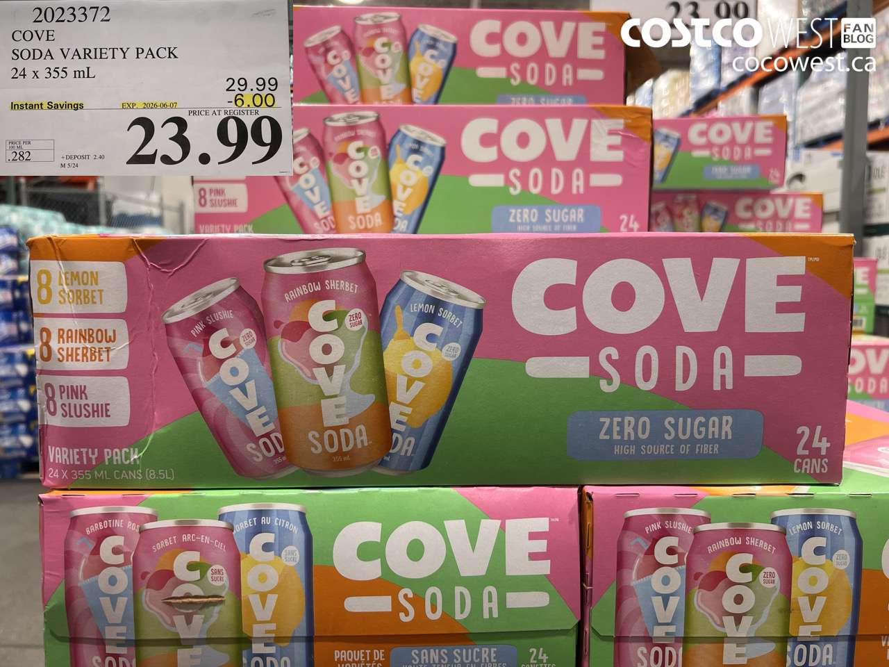 2023372 COVE SODA VARIETY PACK 24 X 355 ML ($6.00 INSTANT SAVINGS EXPIRES ON 2026-06-07) $23.99