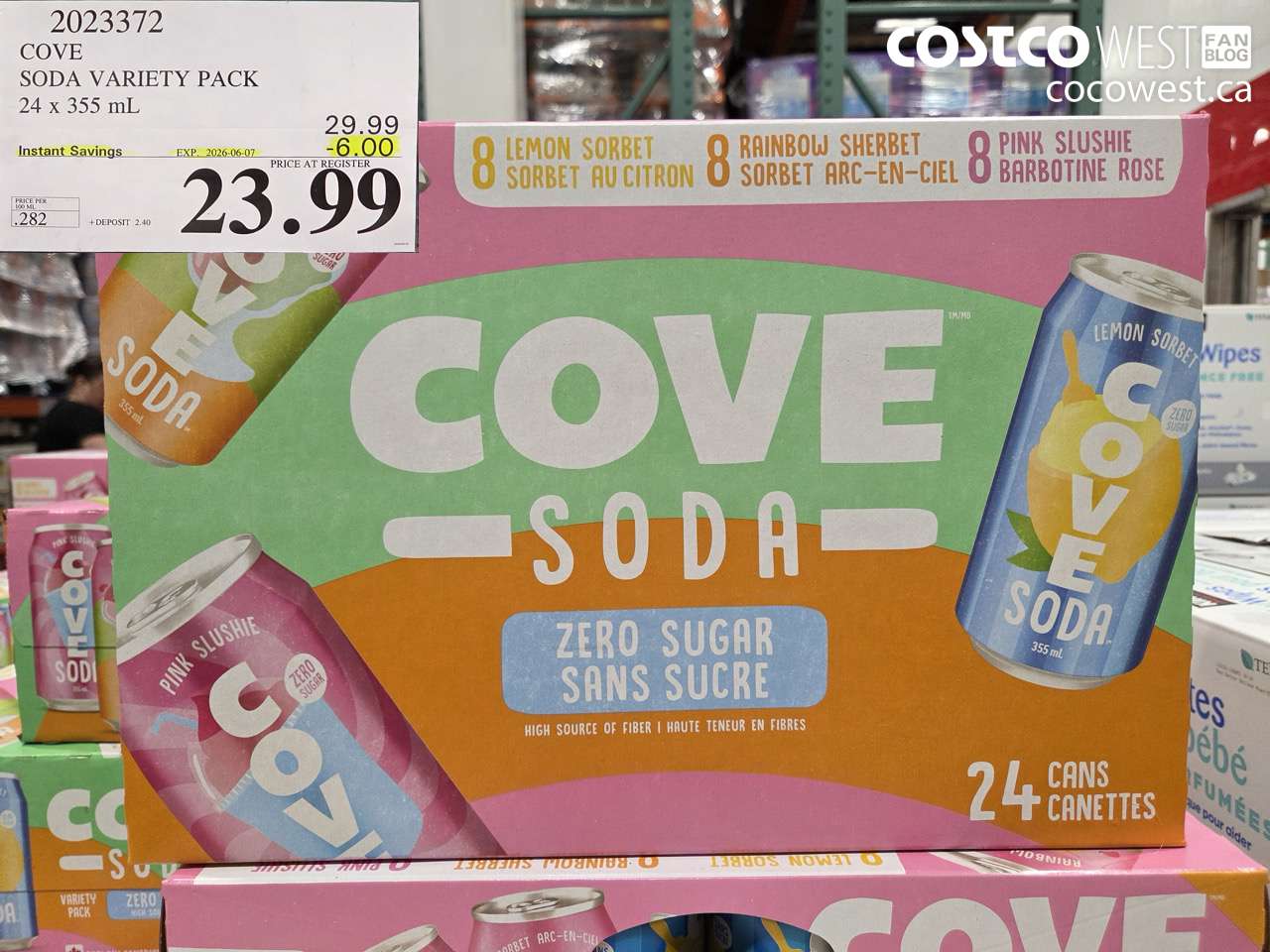 2023372 COVE SODA VARIETY PACK 24 X 355 ML ($6.00 INSTANT SAVINGS EXPIRES ON 2026-06-07) $23.99