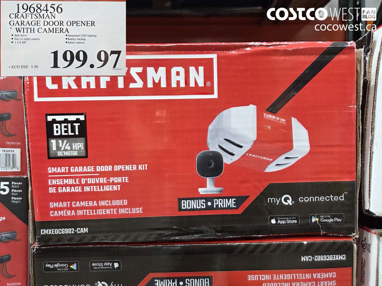 1968456 CRAFTSMAN GARAGE DOOR OPENER WITH CAMERA $199.97