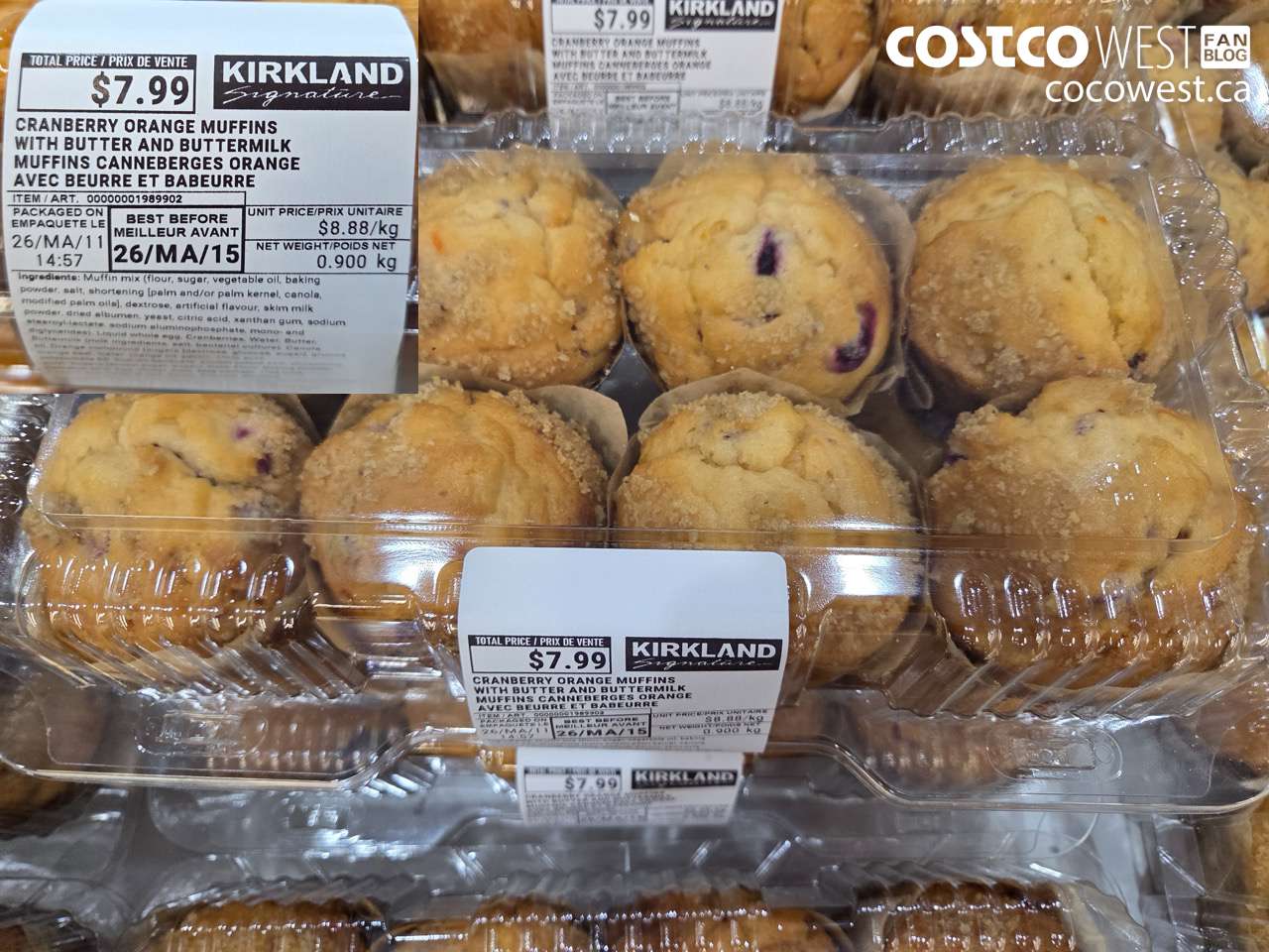 1989902 CRANBERRY ORANGE MUFFINS WITH BUTTER AND BUTTERMILK $7.99