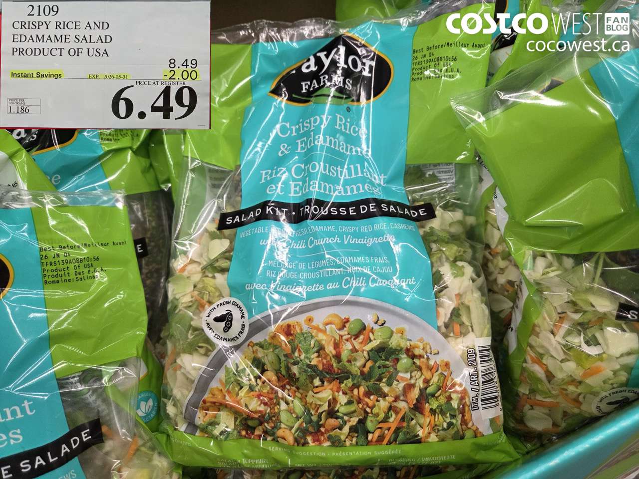 2109 CRISPY RICE AND EDAMAME SALAD PRODUCT OF USA ($2.00 INSTANT SAVINGS EXPIRES ON 2026-05-31) $6.49
