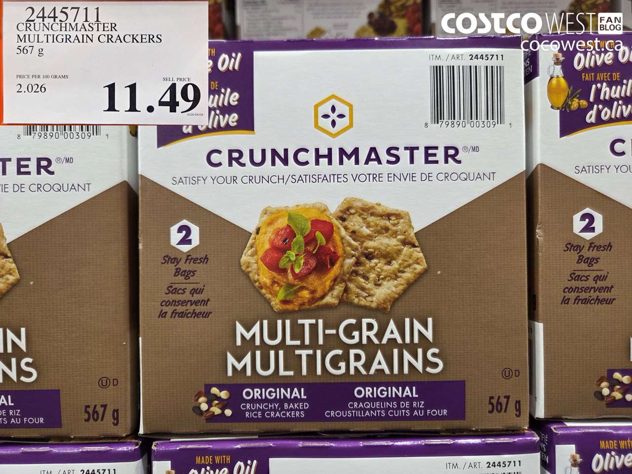 2445711 CRUNCHMASTER MULTIGRAIN CRACKERS 567 G $11.49