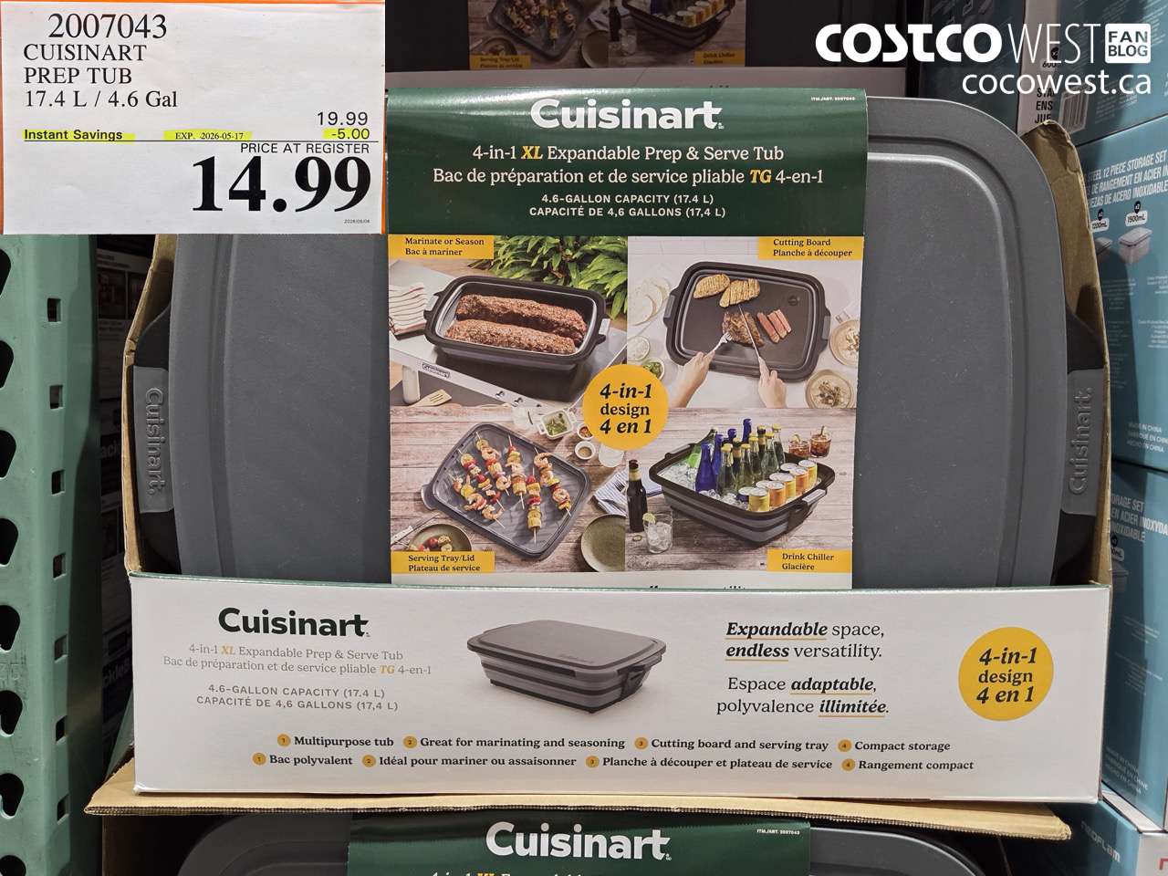 2007043 CUISINART PREP TUB 17.4 L / 4.6 GAL ($5.00 INSTANT SAVINGS EXPIRES ON 2026-05-17) $14.99