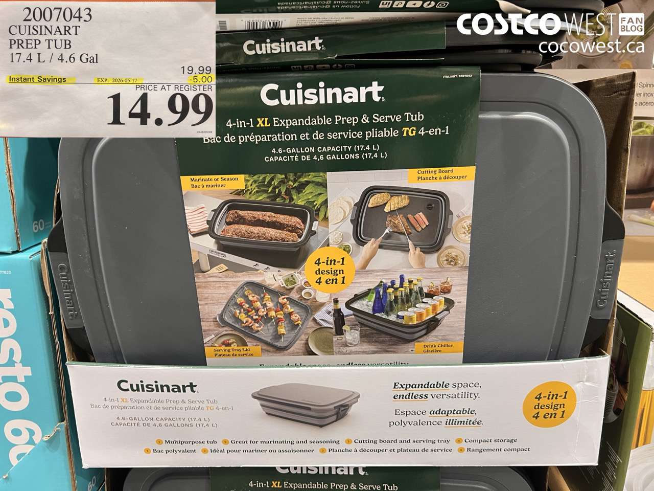 2007043 CUISINART PREP TUB 17.4 L / 4.6 GAL ($5.00 INSTANT SAVINGS EXPIRES ON 2026-05-17) $14.99